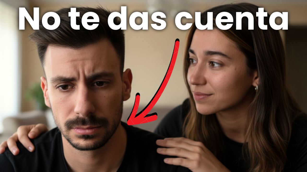 Hombre con gesto de duda mirando a una mujer distante, simbolizando una relación donde él siente que está siendo utilizado.